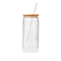 Double Layer High Borosilicate Libby Beer 16 oz Glass Cup with Straw Lid