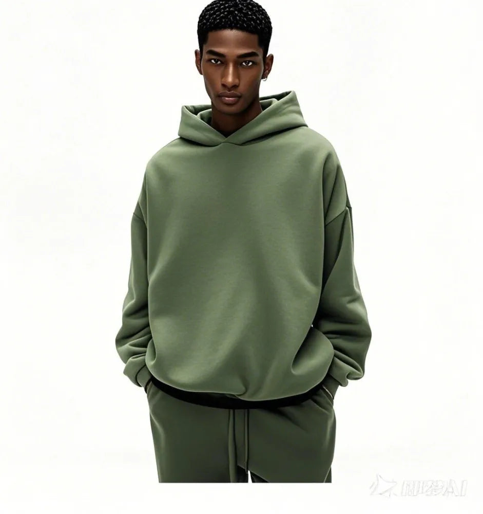 Blank 450Gsm Heavyweight Drop Shoulder Cropped Pullover Hoodie Polyester Cotton Oversized Puff Print  Boxy Hoodie