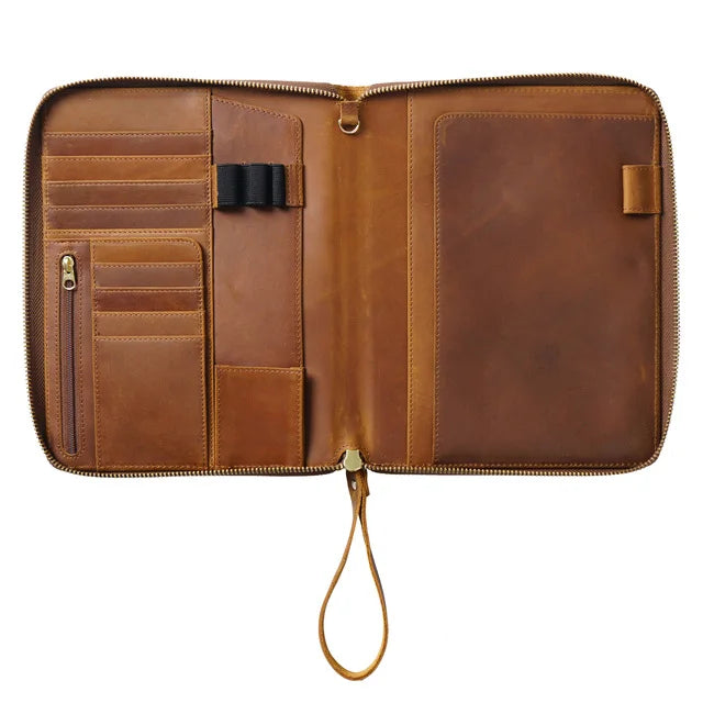 Luxurious A5 Leather Zippered Notebook Cover Hobonichi Cousin Leuchtturm 1917 Journal Portfolio Organiser Planner Notebook