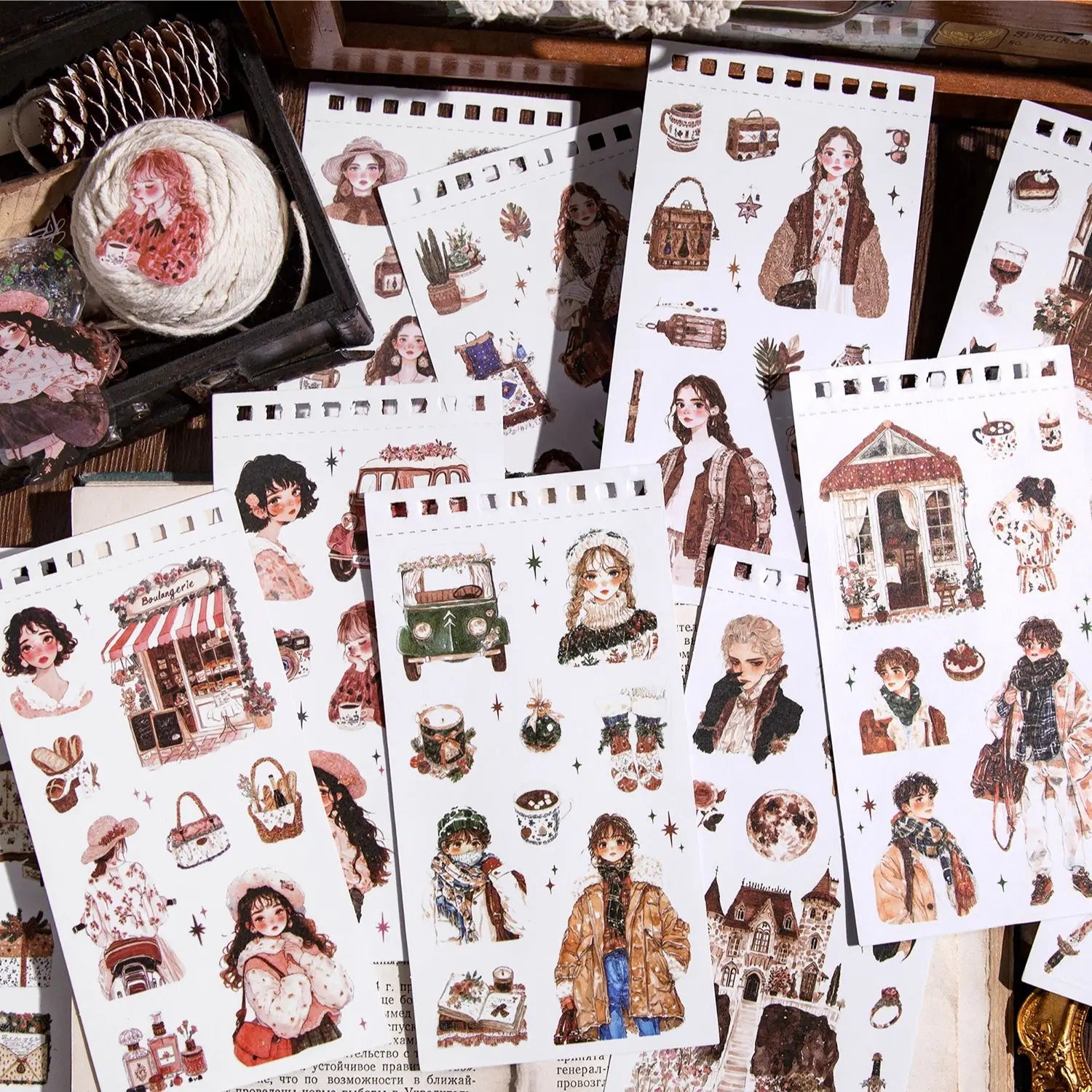 24pcs/pack PET Sticker Book Sweet Surprise Series Character Scene Handbook Creative Collage Material