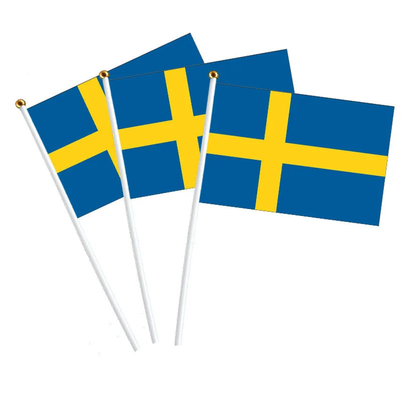 Factory Wholesale Hand Held Flags Football CUP Sweden Fans Flags Customizable World Hand Flag Held
