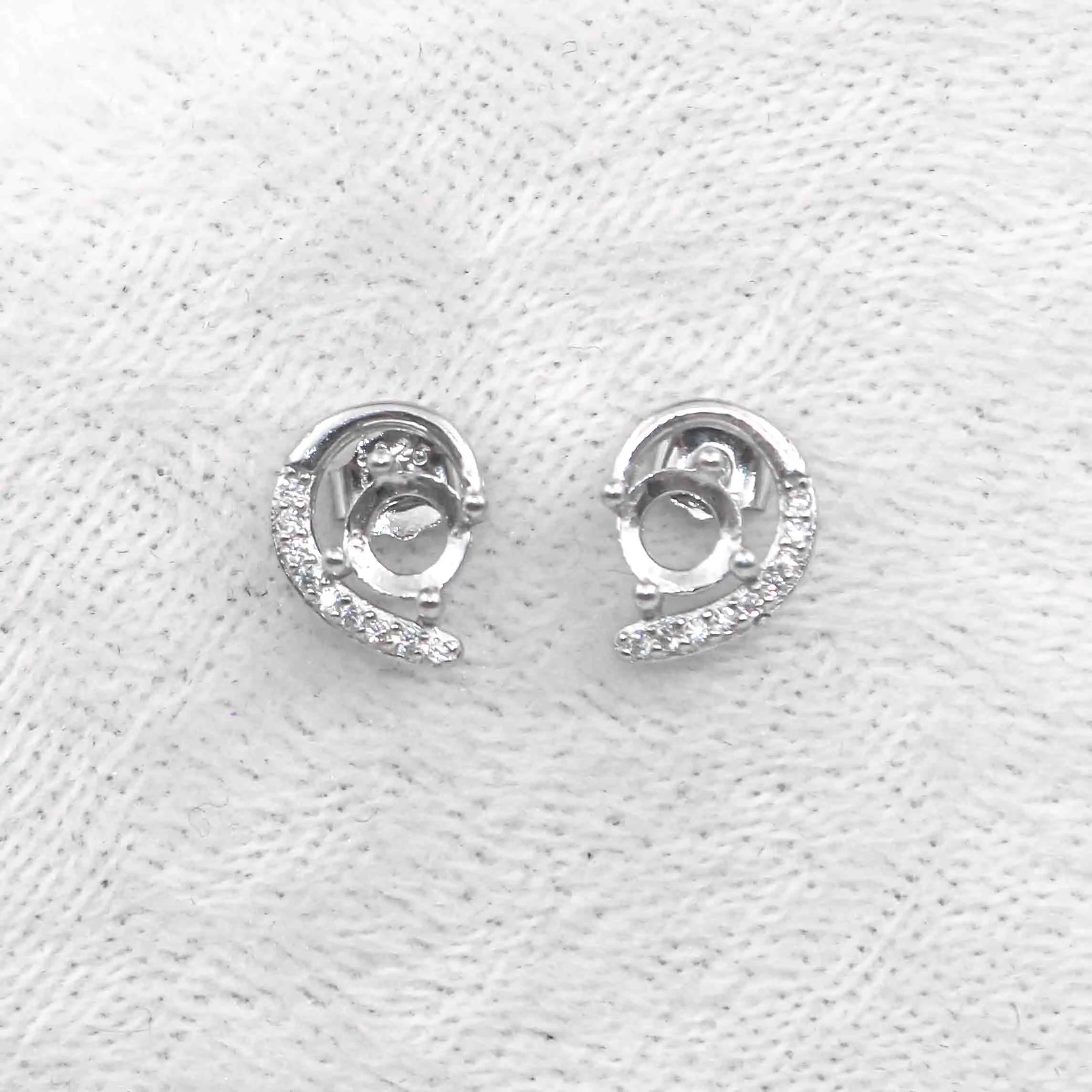 Sterling Silver 5*5mm Semi Mount Stud Earrings Empty Support Blank Claws Setting S925 Base Without Center Stone for DIY Inlay