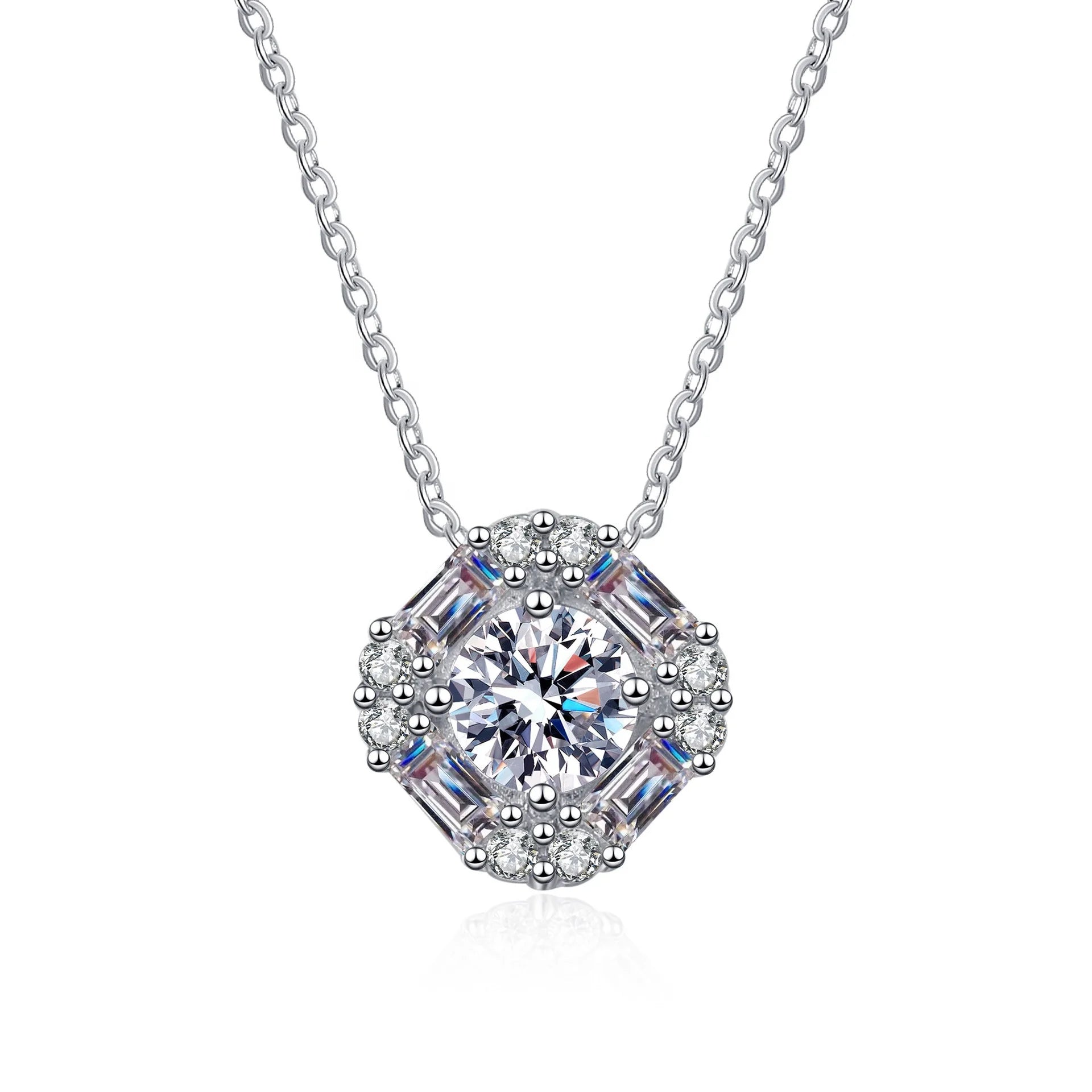 Exquisite VVS Moissanite Necklace Shining Diamond Jewelry Necklace GRA Moissanite 925 Sterling Silver Necklace