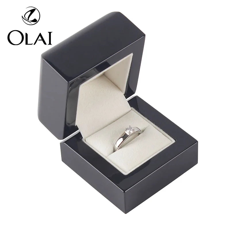 Luxury Stock High Gloss Black Wooden Ring Pendant Bracelet Jewelry Set Packaging Box Customized Wood Jewelry Box for Gift