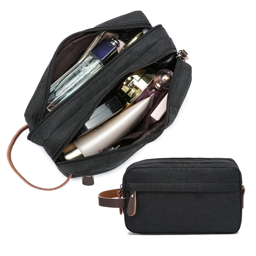 Lightweight Portable Men's Travel for Bag Cosmetic Organizer Zipper Closure Durable Polyester Small Capacity Fashion Style