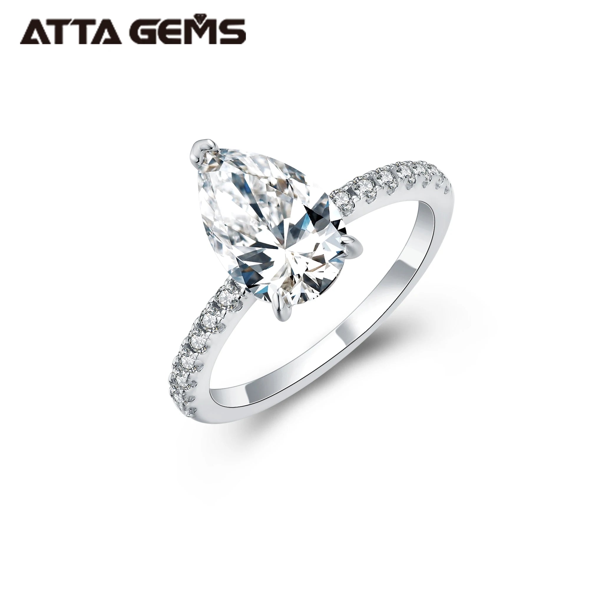 3carats 11mm*7mm Main Stone Pear Cut D Color VVS Moissanite High Quality Engagement Wedding Gift for Women