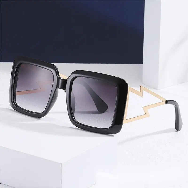 Square Frame Sunglasses Thick Frame lightning Feet Metal Feet European and American Sunglasses Sun Glasses Wholesale