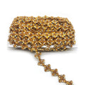 Sew on Gold Metal Rhinestone Chain Yellow Gold Carnival Costume Decorative Chain Rhinestone Trimming
