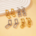 Wholesale Bulk Fashionable 18K Gold Plated Stainless Steel Dangle Earrings Waterproof Ladies' Link Accessories with Drop Hook