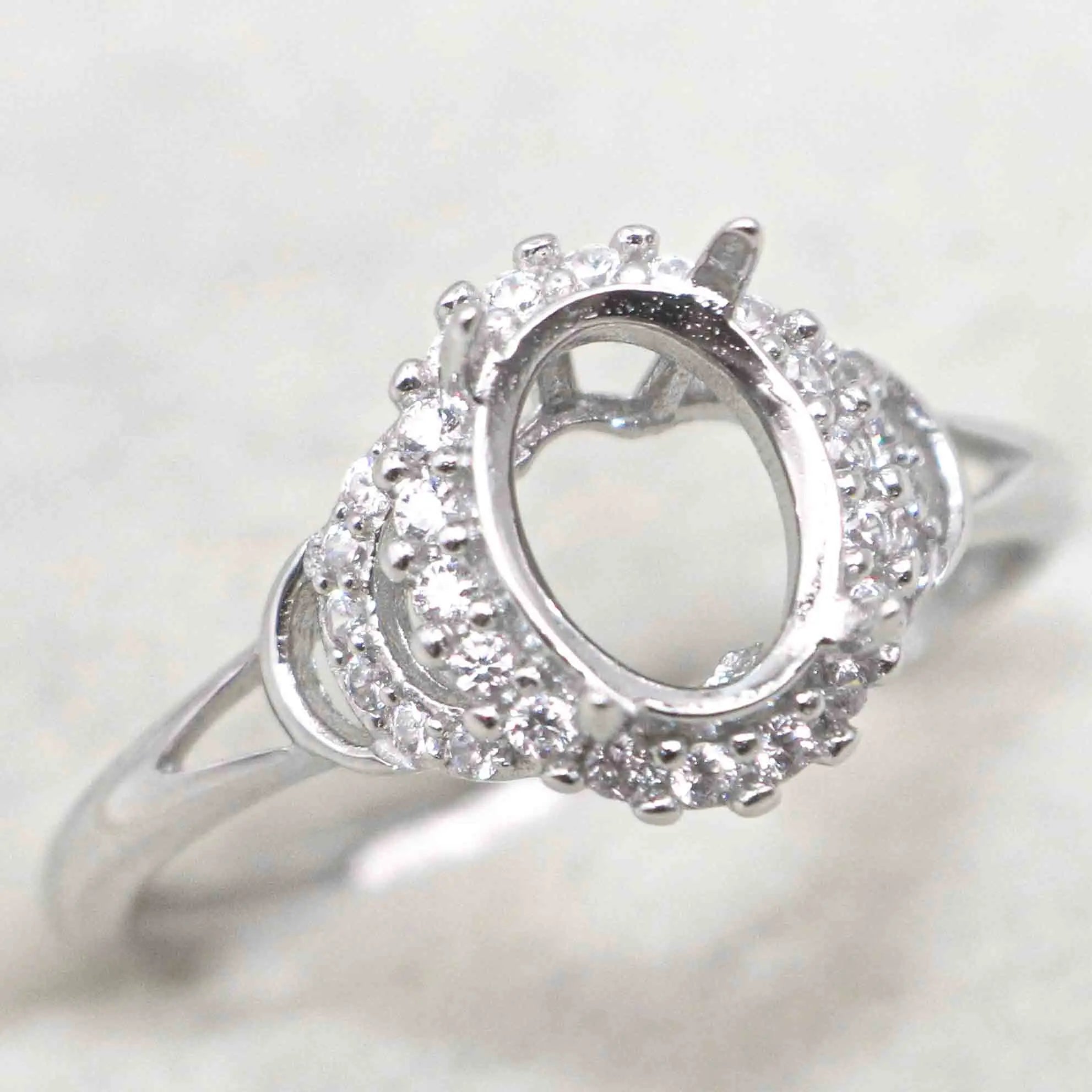 Sterling Silver 6*8mm Semi Mount Ring Empty Frame Blank Support Claw Setting S925 Base Holder Without Center Stone for Inlay DIY