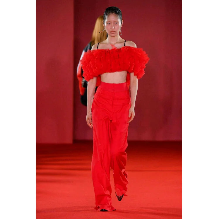 A9479 Ready to Ship Latest Designer Boutique Two Piece Camisole Short Top and Pant Set Red Fashion Trend Women Suit