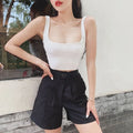 Custom Logo Solid Casual Short Women TankTop Knitted White Plus Size Women's Tank Tops