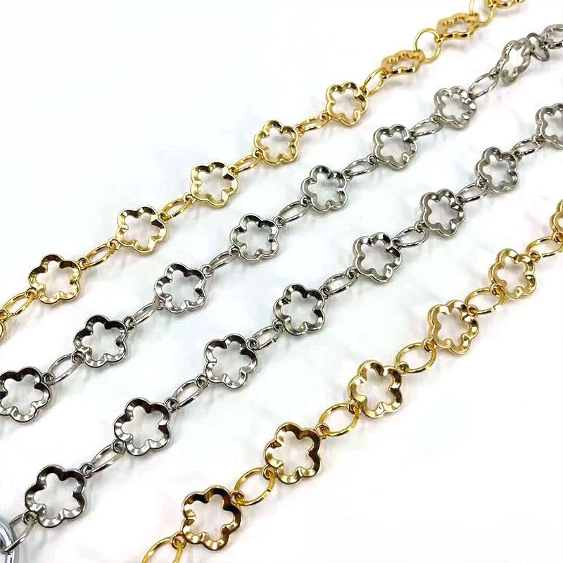 Meetee LCH-335 42cm Flower Twist Chain Handbag Accessories DIY Clutch Bag Chains Hardware Women Purse Flowers Short Strap Chain