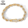 Top Icy Hip Hop Jewelry 8mm Full Diamond Rope  Bracelet Gold Plated AAA Cubic Zircon Punk Iced Out Rope Chain for Men