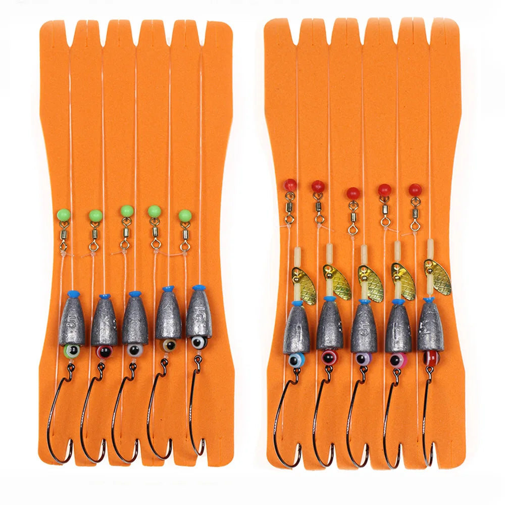 New 5pcs/set Texas Rig Set for Bass Fishing Carolina Rig Kit Fishing Tackle Fishhooks Carp Fishing Hair Rigs