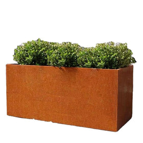 2mm Thickness Rectangular Corten Steel Nursery Garden Flower Pot Nordic Style Hand Carved Finish Eco-Friendly Heat-Resistant for
