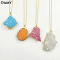 WT-N1441 WKT Best 2023 Newest Natural Aura Cluster Quartz Pendant Necklace Women Simple Hoop Aura Necklace