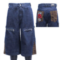 MC BUILD OEM Mom Pockets Embellished Trucker Jorts Bermuda Denim Pant Mid-rise Patchwork Jean Men's Shorts
