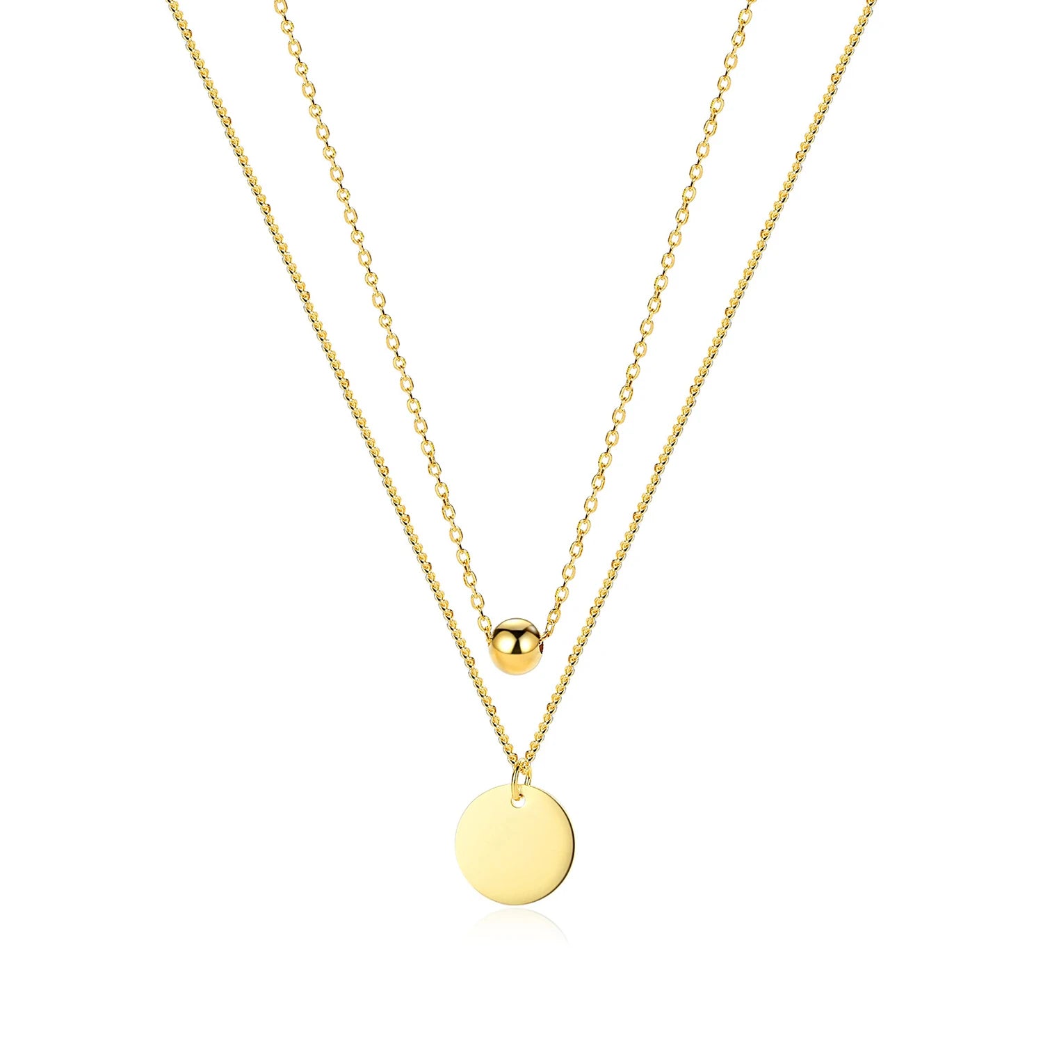 925 Silver Double Layer Round Necklace for Women New Style Stacked Light Luxury Niche Design Simple Round Brand Sweater Chain