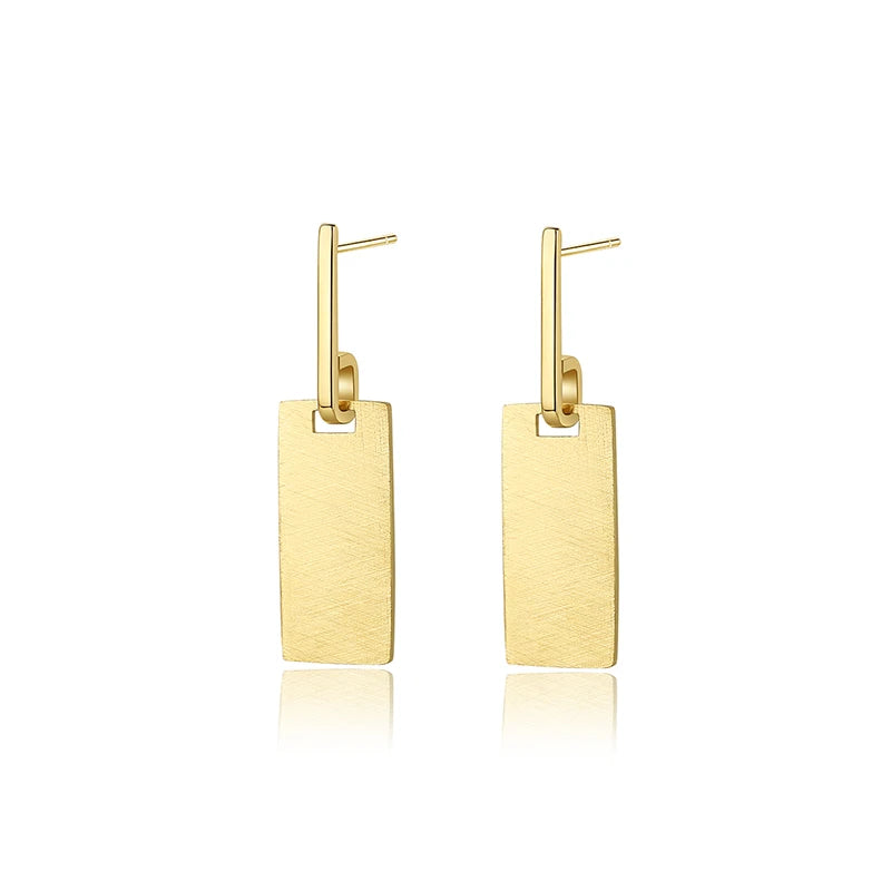 18K Gold Plated Geometric Drop Earrings - Stainless Steel Korean Fashion Stud Jewelry for Women Girls Hot Selling Gift