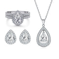 Jewelry Set Drop Double Row Sterling Silver Set Halo