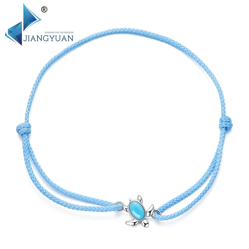 Latest Design 925 Sterling Silver Turtle Bracelet Original Blue CLASSIC Ball Zircon Fine S925 Jewelry Chain & Link Party Gift