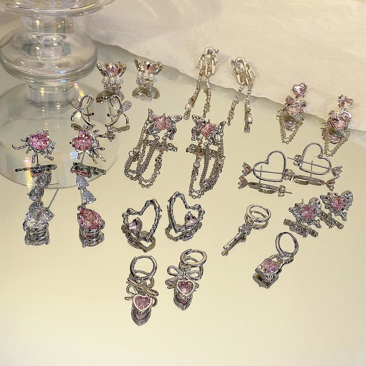 Korean Fashionable Personality Cute Love Heart Key Lock Drop Luxury Tassel Earrings