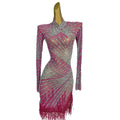 Elegant Pearls Fringes Cocktail Banquet Dress Lady Dinner Gown Women Sexy Evening Party Rhinestone Dress Short Prom Club Dress