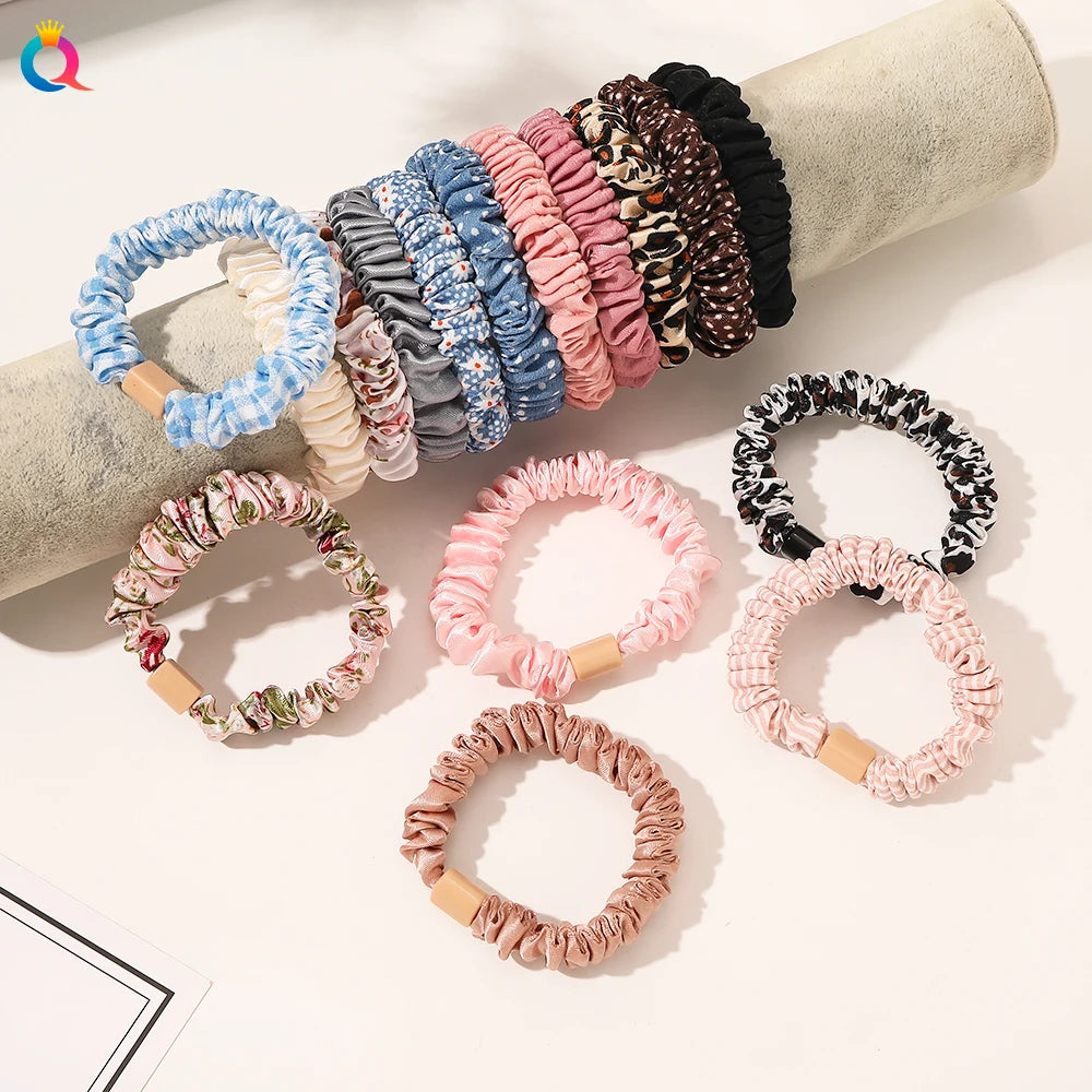 New Skinny Satin Scrunchies Hair Ties Woman Scrunchy Chouchou Ponytail Holder