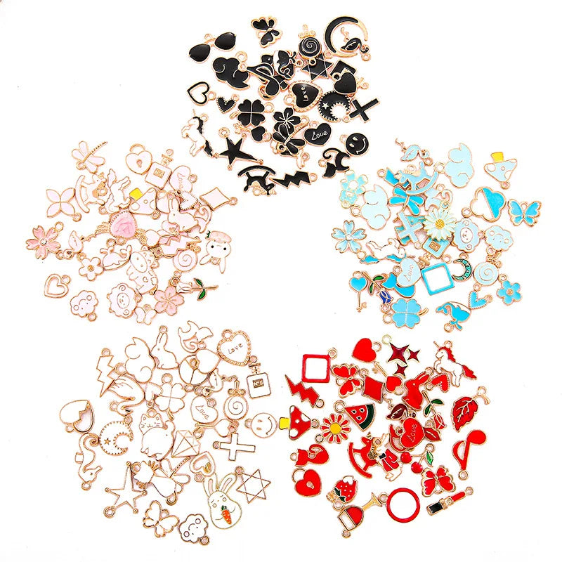 YuenZ 30 Styles Mix Rose Flower Clouds Cat Metal Enamel Charms Pendant DIY Bracelet Necklace Jewelry Making Accessories U080