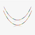 FUAMAY Handmade 925 Sterling Silver Tennis Chain Choker Necklace Rainbow Color Gold Plated 2mm Women's Engagement Bohemian