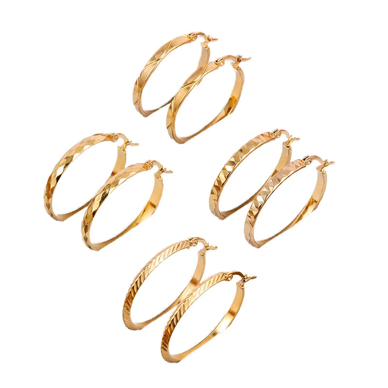 HOVANCI Trendy Gold Silver Punk Oversized Big Circle Chunky Hoop Earrings Statement geometric Dangle Party Engagement Gift