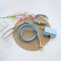 Hot Sale Macaroon Bump Color PU High-quality Leather Comfortable Metal Buckle Pet Vest Harness Leash Set