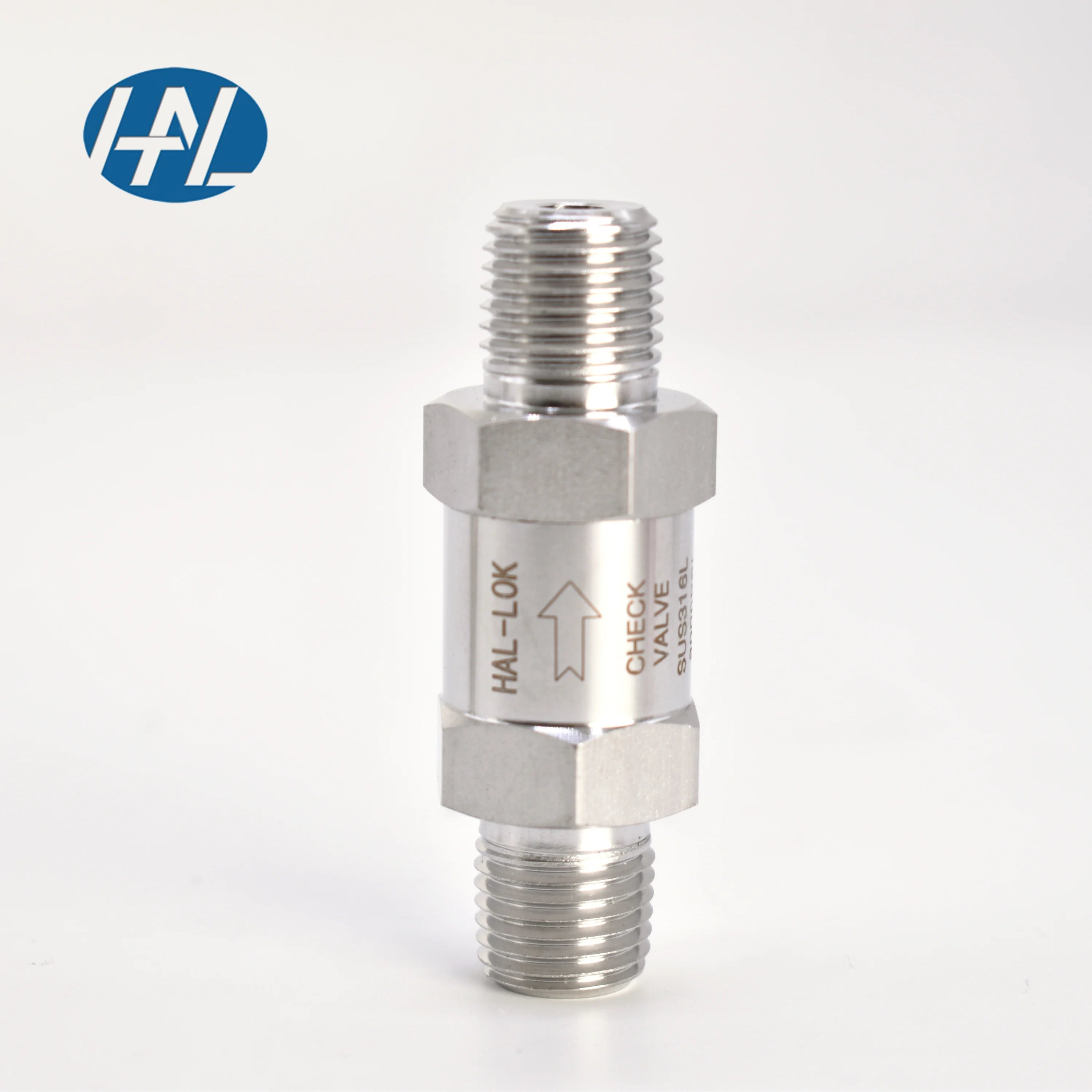 HAL-LOK Model 2CN-SS Manual Stainless Steel 316 Straight Male Check Valve Gas Industrial Use ISO9001 Certified 1 Year 1/8 1in