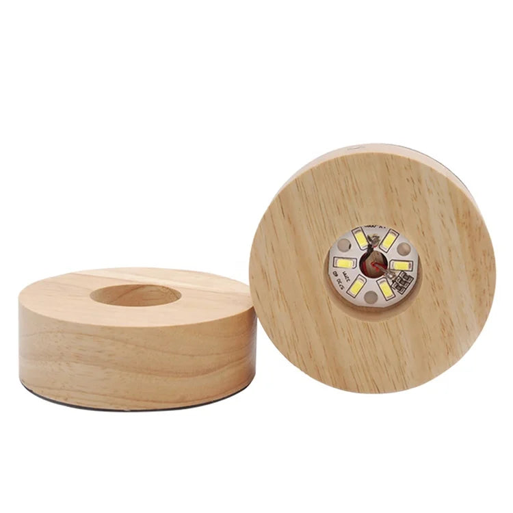 YUENIUNIU USB 3D LED Night Light Wood Base 85x30mm 0.18kg Display Stand Bracket Lamp Holder CE Certified 2-Year Warranty