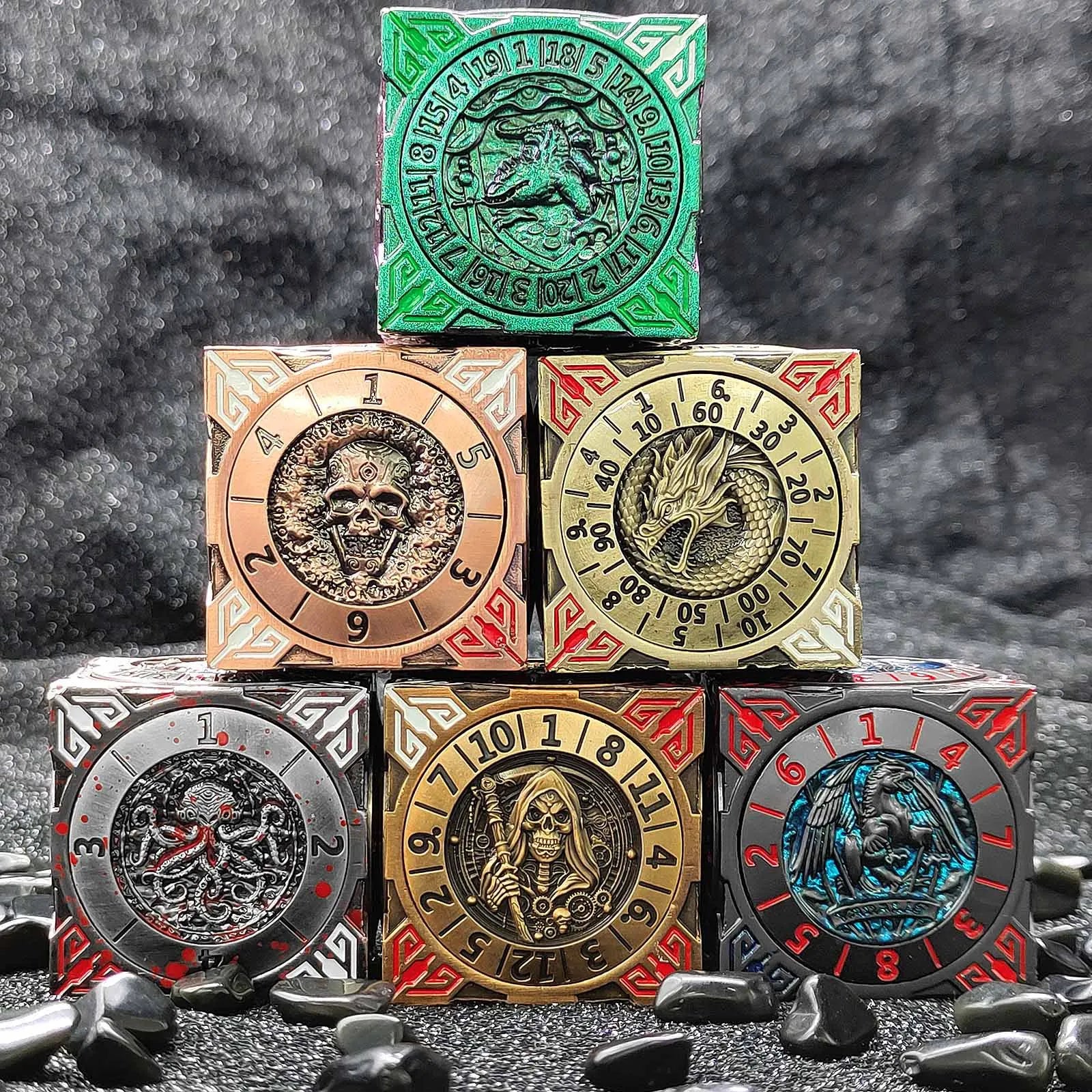 Metal Multi-Sided DND Dice Spinner - 7-in-1 Rotating RPG Wheel for Dungeons & Dragons & Tabletop Gaming