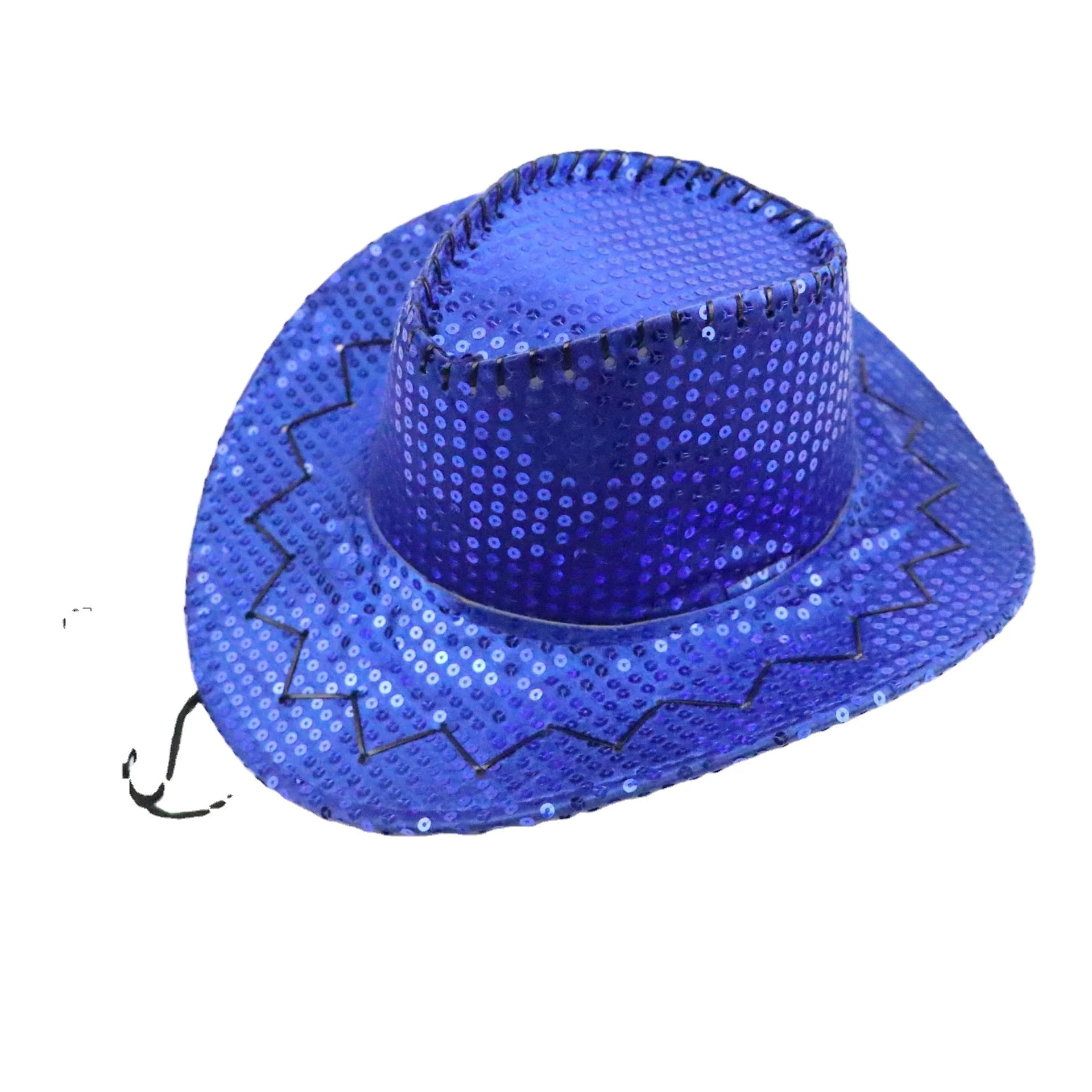 Newest Sequin Foldable Sale Cheap  Blue Colour Cowboy Hat