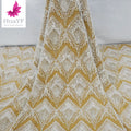 HY2232 New Design Luxury African Lace Fabric With Beads Pearl Sequins for Women Wedding Dresses Sewing