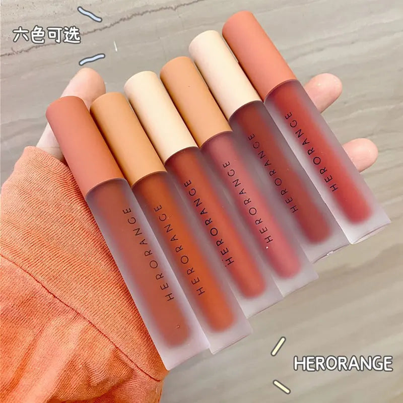 HERORANGE FLUFFY LIP GLAZE  Natural Beauty Series Silky and Foggy Lip Glaze Liquid Lipstick