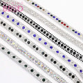 Color Crystal Rhinestone Three Row Metal Cup Chain Rhinestone Trim for Bridal Clothing Shoes Hats  Decorative Trim