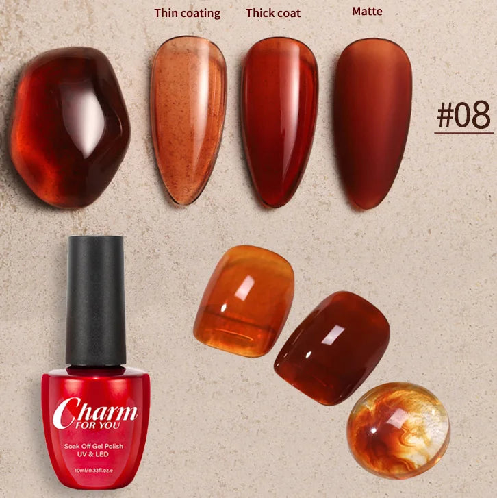10ml 9 Colors Amber Color Gel Nail Polish Nail Soak Off Glass Gel Crystal Jelly Gel Polish