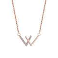 Rainbowking 925 Sterling Silver W Letter Collarbone Chain Pendant Double V Zirconia Creative Design for Female Fine Jewelry Gift