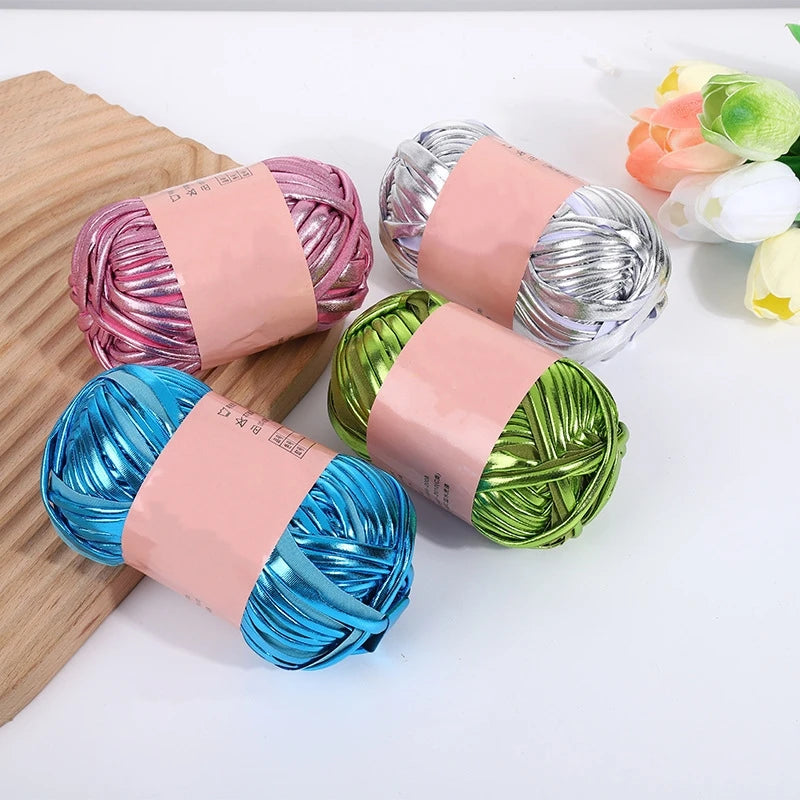 Metallic T-shirt Yarn for Hand Knitting Crochet Polyester Metal Texture T-shirt Yarn