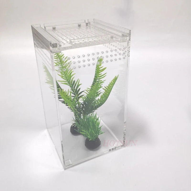 Magnetic 3x3x6 Inch Acrylic Reptile Terrarium Cage Tank Box