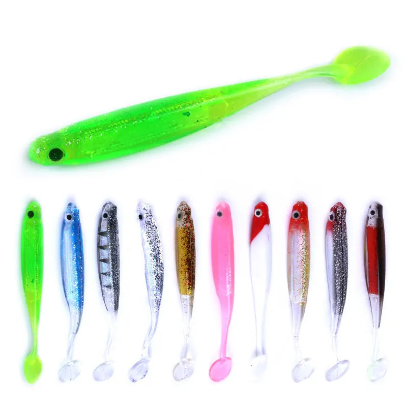 10pcs/bag Mixed Color Soft Fish Fishing Lure Swimbait Artificial Bait Silicone Rubber Lure
