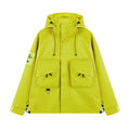 Men's Spring Windbreaker Jacket with Zipper and Full Face Coverage Fashion Outdoor Gear with Big Pockets Front Logo Placement