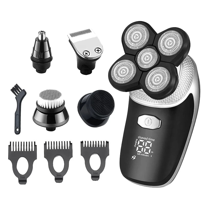 Hot 5 in 1 Grooming Kit Electric Razor Bald Men Beard Trimmer Shaving Machine Rotary Waterproof Electric Hair Shaver