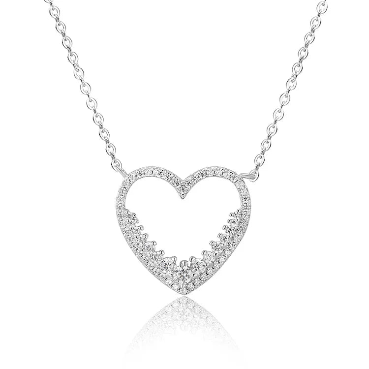 Wedding Jewelry 925 Sterling Silver Women Necklaces Love Heart Brand Design Luxury Necklace