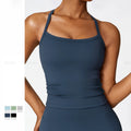 Quick Dry Women Fitness Clothing Slim Fit Activewear Sports Top Outdoor Running Workout Thin Straps Built in Bra Yoga Tank Top
