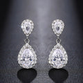 Huitan 6 Colors Waterdrop Crystal Cubic Zirconia Earring Silvery Golden Ladies Bridal Wedding CZ Women Jewelry Pendant Earrings